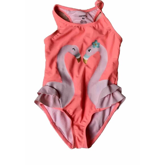 Carter's Toddler Girls One Piece Swimsuit Flamingo Peach and Pink Size 4T - Picture 1 of 4